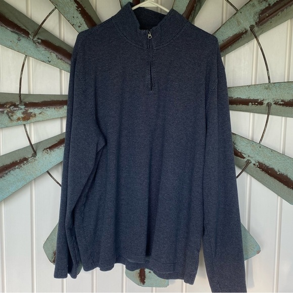 Jos a Banks Men's Navy Blue XXL Tailored Fit Long Sleeved Shirt Quarter Zipped - Picture 1 of 5